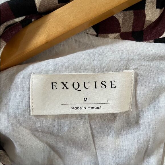 Anthropologie EXQUISE Geometric Print Linen Romper M NWOT - Picture 5 of 11